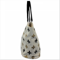 9221- BEIGE GOLD/BLACK  FLEUR DE LI CANVAS TOTE BAG